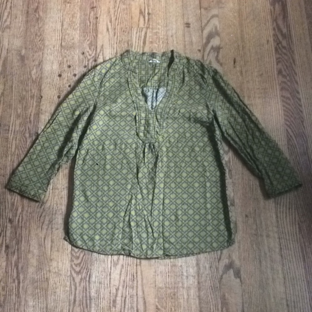 Fossil Olive Eggplant Top Blouse Size Small